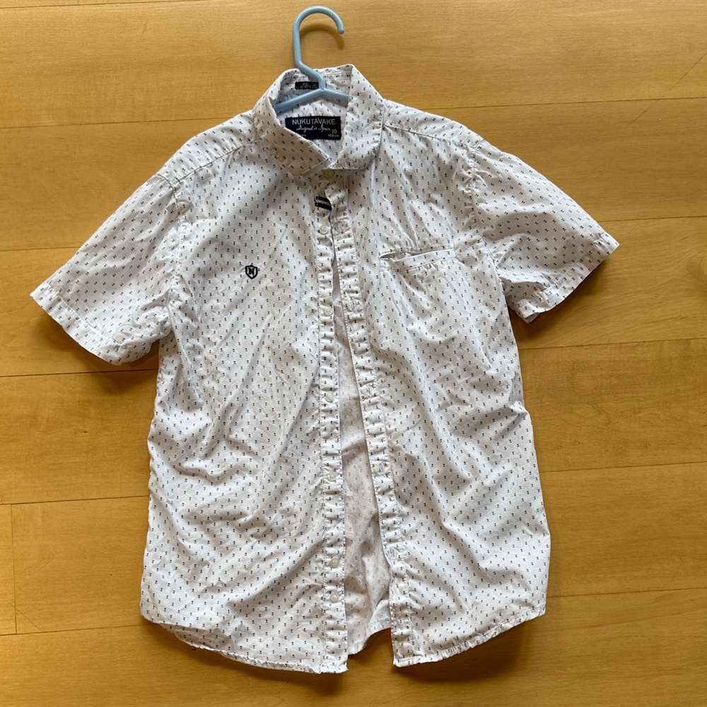 Boys short sleeve print cotton button down